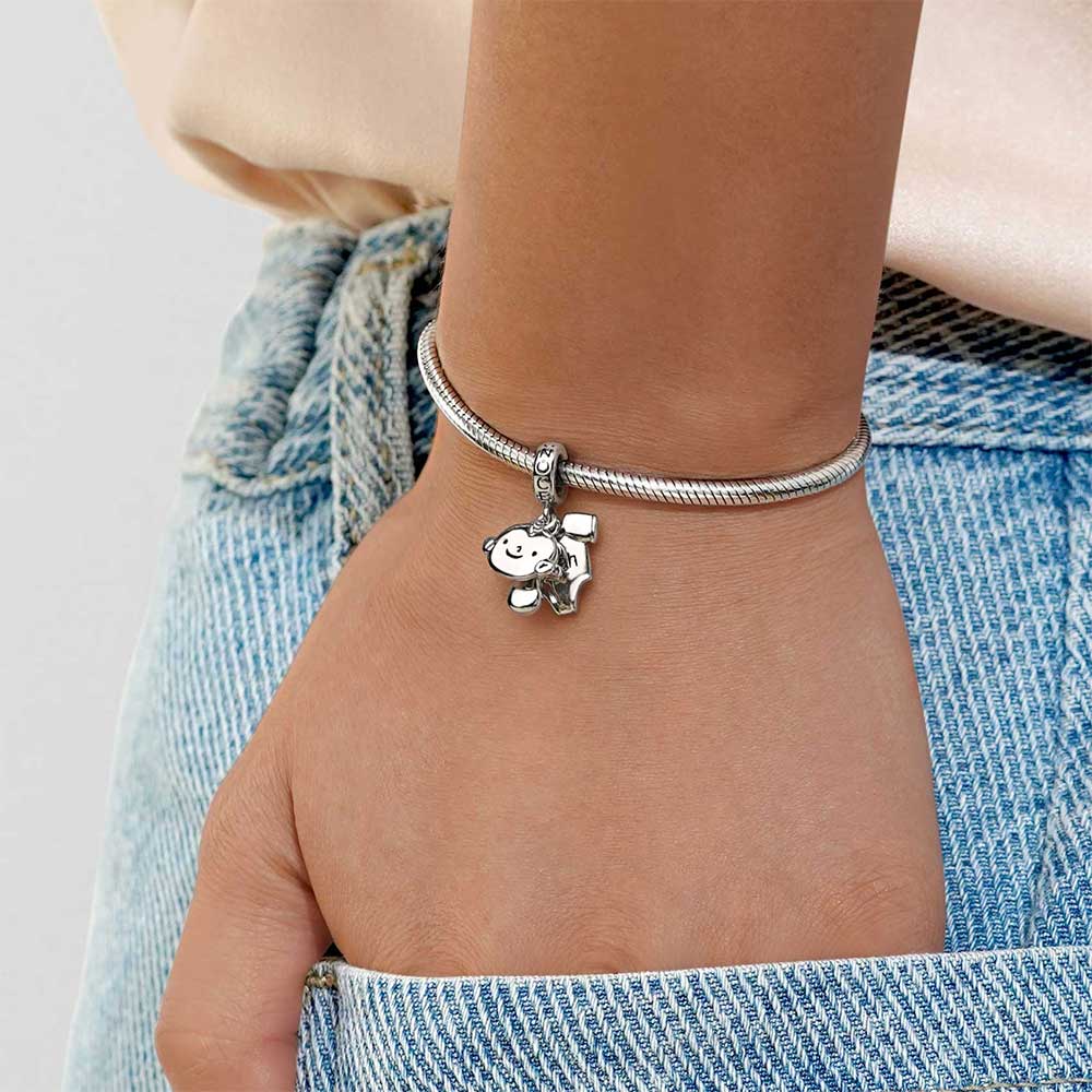 Gnoce Baby Pacifier & T Shirt Charm Platinum-plated Silver Blend_5