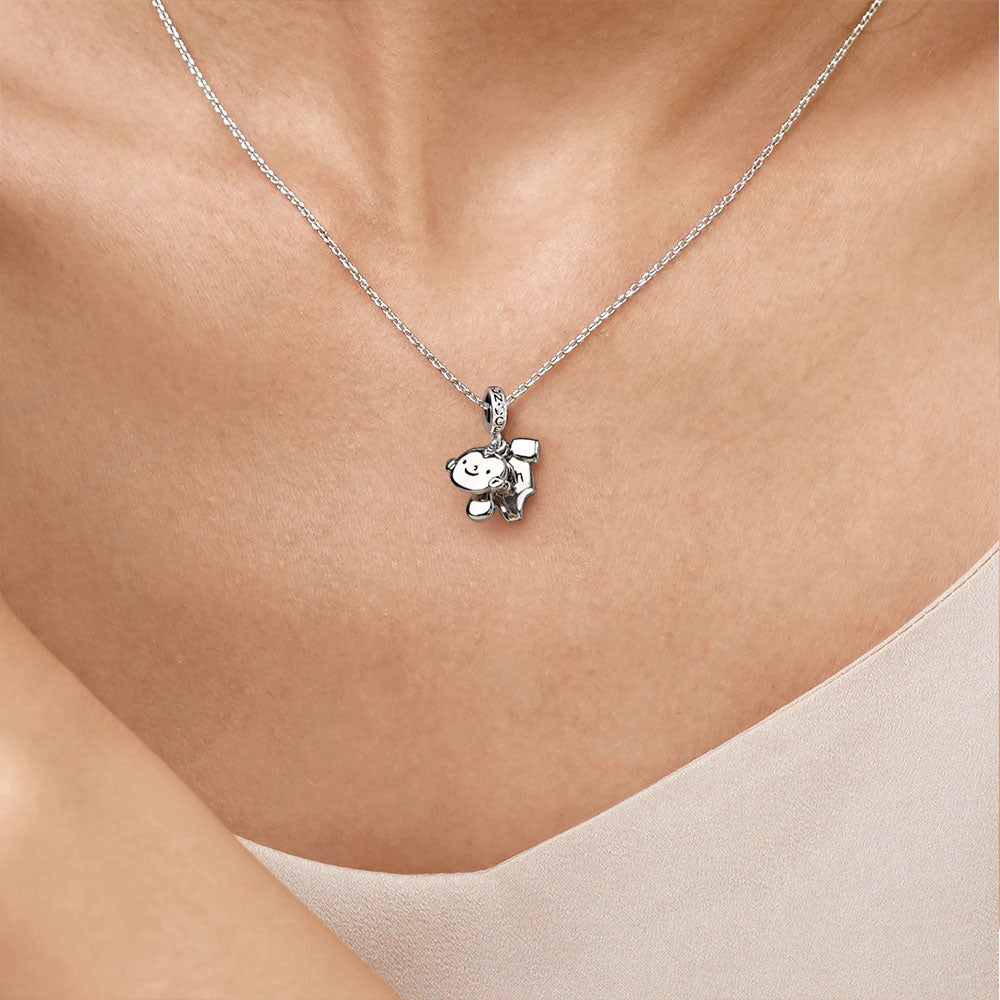 Gnoce Baby Pacifier & T Shirt Charm Platinum-plated Silver Blend_4