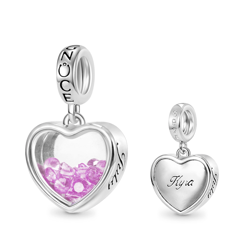 Gnoce Jul.Birthstone Heart Engravable Pendant Dangle Charm_1
