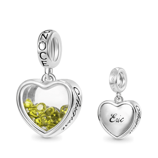 Gnoce Aug.Birthstone Heart Engravable Pendant Dangle Charm_1