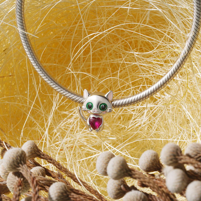 Gnoce Cat  Embraces Heart Gem Charm_3