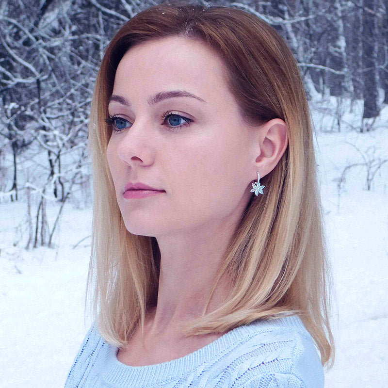 Gnoce Crystal Flower Leverback Dangle Earrings_3