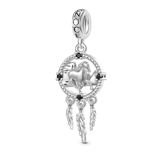 Gnoce Horse Dream Catcher Charm Platinum-plated Silver Blend_1