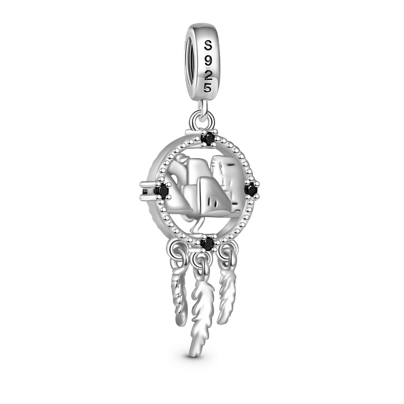 Gnoce Horse Dream Catcher Charm Platinum-plated Silver Blend_2