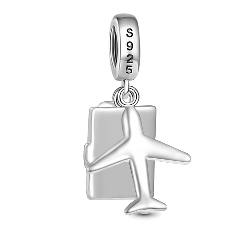 Gnoce Airplane, Passport & Conch Triple Pendant Dangle Charm_2