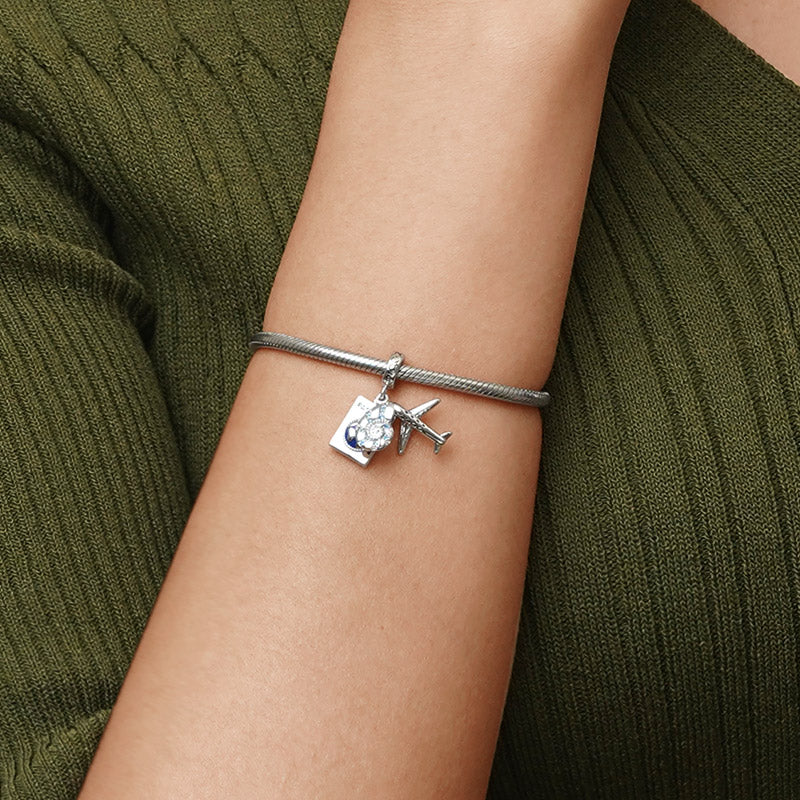 Gnoce Airplane, Passport & Conch Triple Pendant Dangle Charm_5