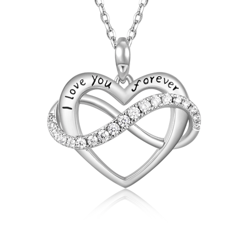 Gnoce Sparkling Infinite love Heart Necklace Platinum-plated Silver Blend_1