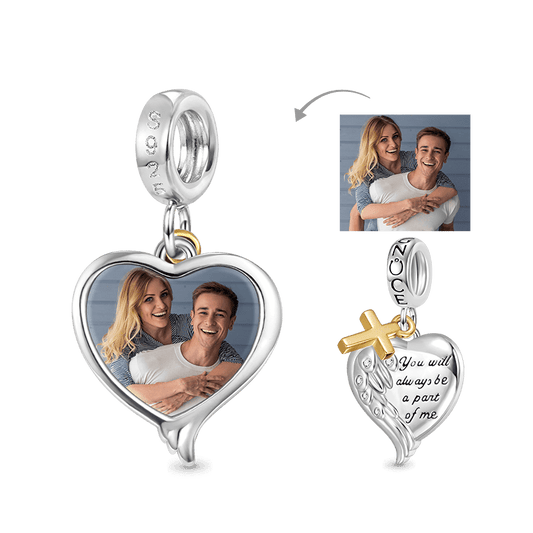 Gnoce Angel Wing Heart Personalized Photo Pendant Dangle Charm_1
