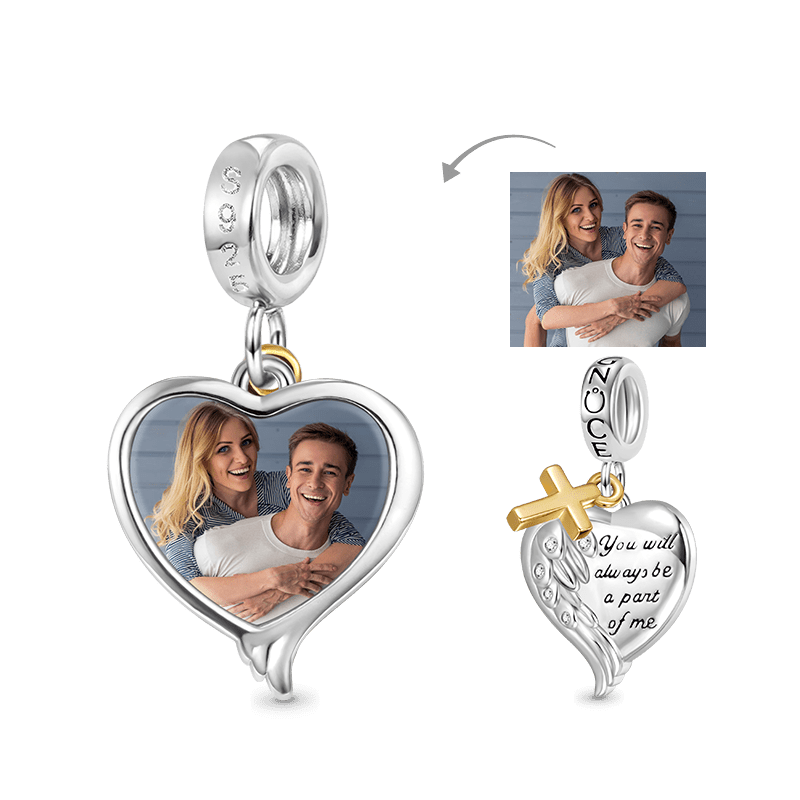 Gnoce Angel Wing Heart Personalized Charm Platinum-plated Silver Blend_1