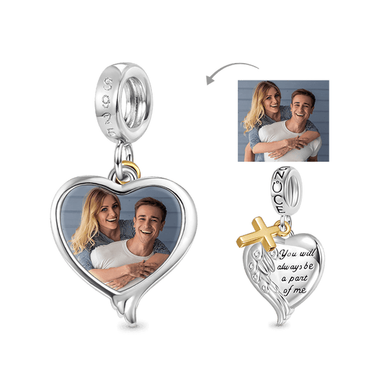 Gnoce Angel Wing Heart Personalized Charm Platinum-plated Silver Blend_1