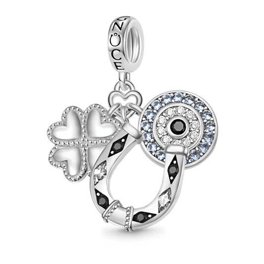 Gnoce Horseshoe, Clover & Devil's Eye Charm Platinum-plated Silver Blend_1