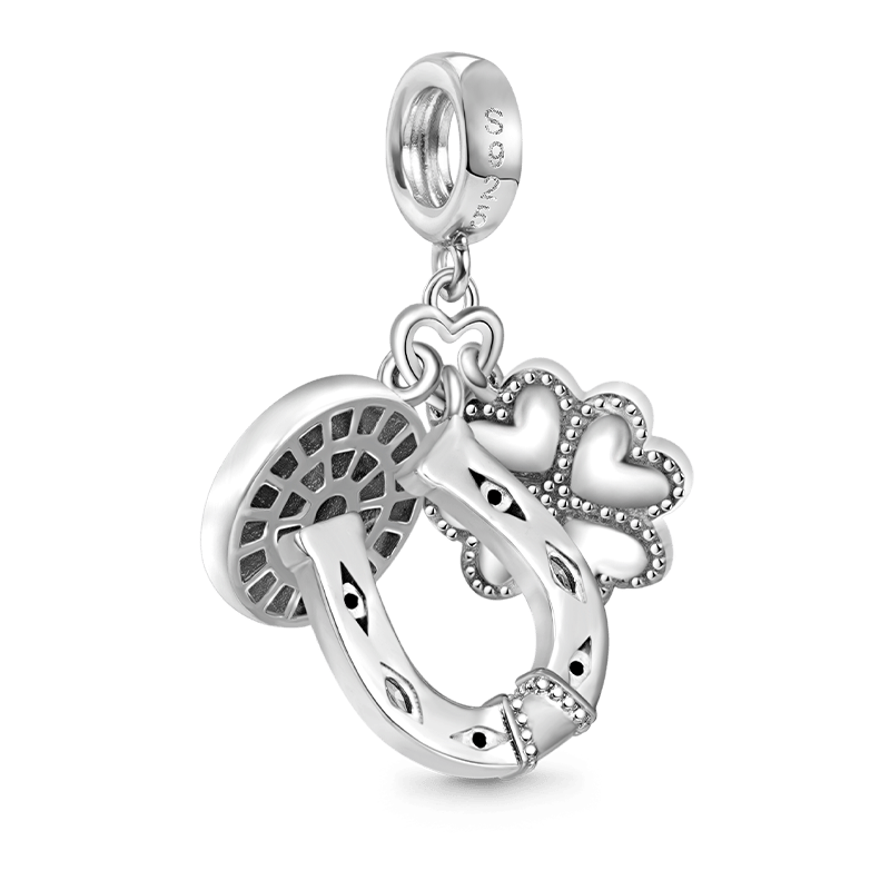 Gnoce Horseshoe, Clover & Devil's Eye Charm Platinum-plated Silver Blend_2