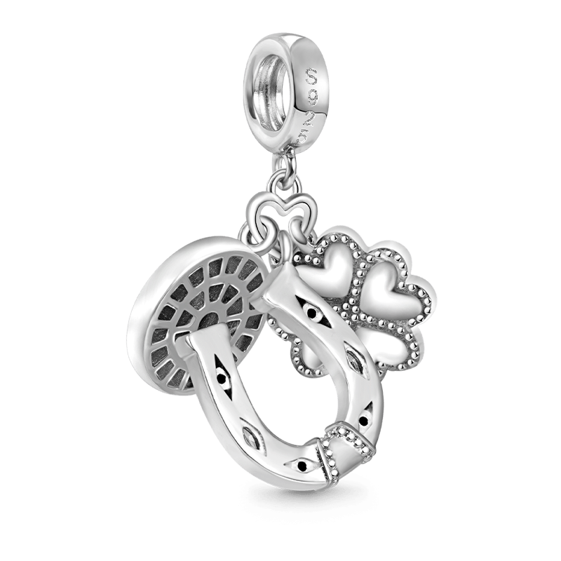 Gnoce Horseshoe, Clover & Devil's Eye Charm Platinum-plated Silver Blend_2