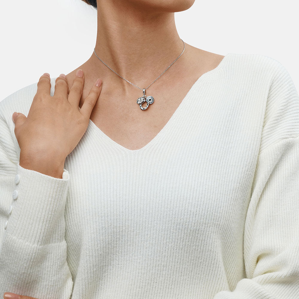 Gnoce Horseshoe, Clover & Devil's Eye Charm Platinum-plated Silver Blend_6