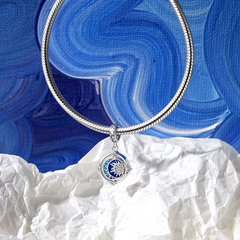 Gnoce Rotated Moon & Sun Charm Platinum-plated Silver Blend_3