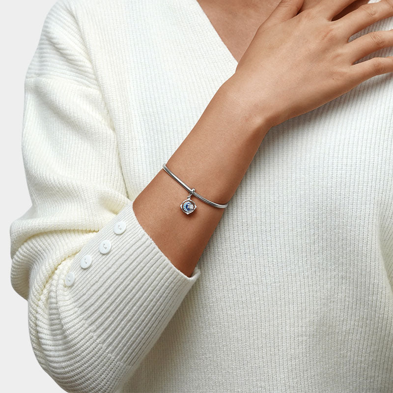 Gnoce Rotated Moon & Sun Charm Platinum-plated Silver Blend_4