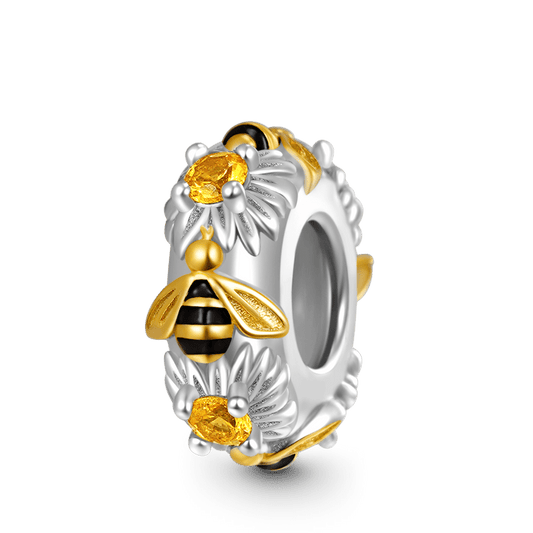 Gnoce Dancing Honey Bees Stopper Charm Platinum-plated Silver Blend_1