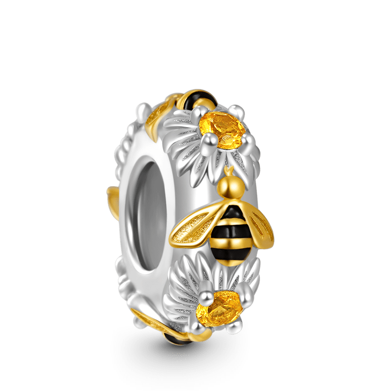 Gnoce Dancing Honey Bees Stopper Charm Platinum-plated Silver Blend_2