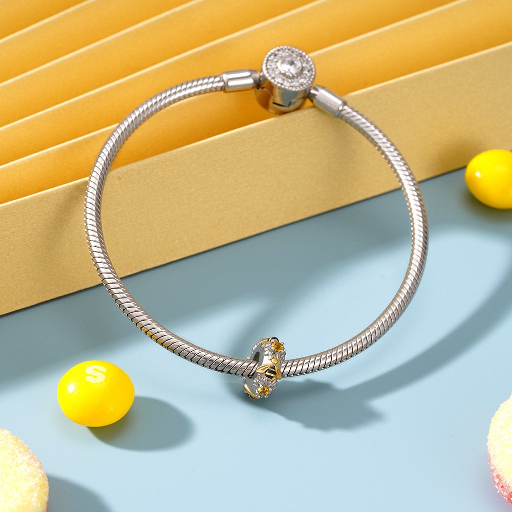 Gnoce Dancing Honey Bees Stopper Charm Platinum-plated Silver Blend_3