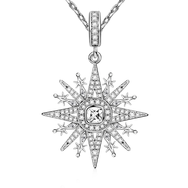 Gnoce Star Bead Chain Necklace Platinum-plated Silver Blend_1