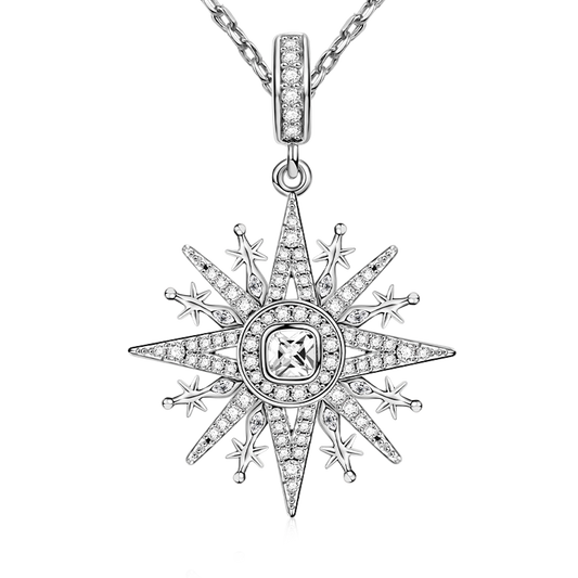Gnoce Star Bead Chain Necklace Platinum-plated Silver Blend_1