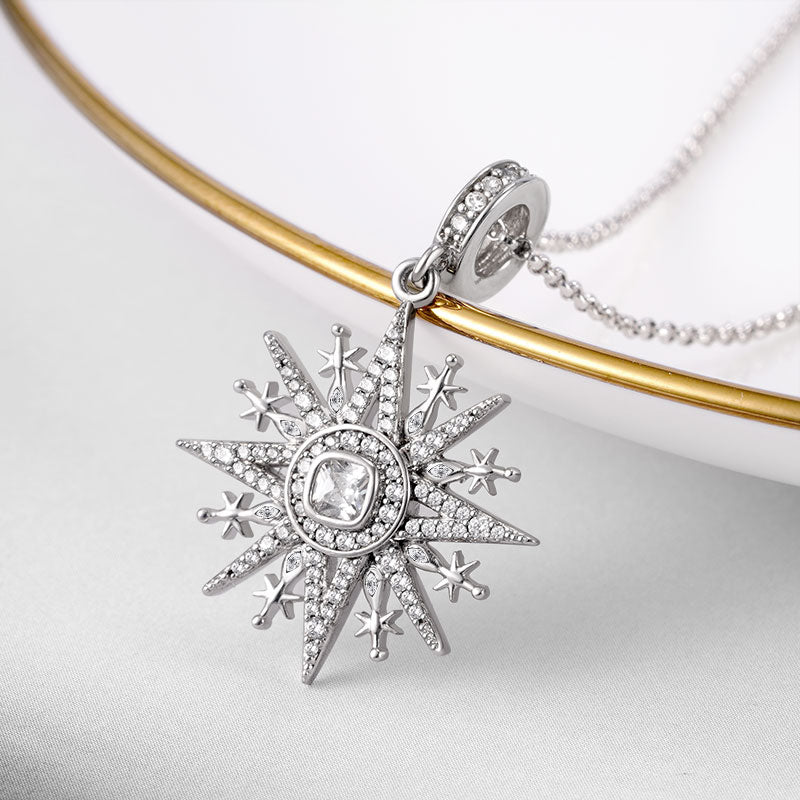 Gnoce Star Bead Chain Necklace Platinum-plated Silver Blend_2