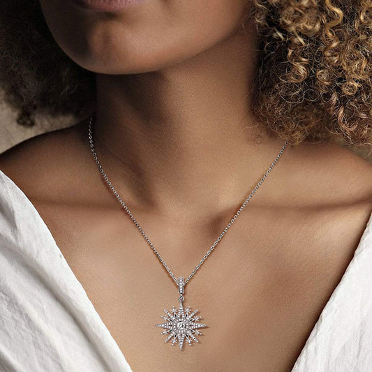 Gnoce Star Bead Chain Necklace Platinum-plated Silver Blend_3