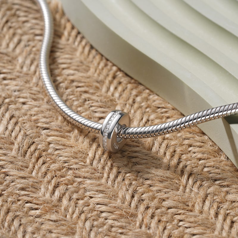 Gnoce Sparkling Basic Stopper Charm Platinum-plated Silver Blend_3