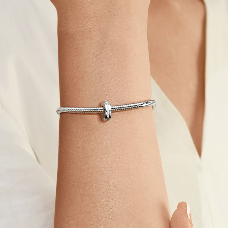 Gnoce Sparkling Basic Stopper Charm Platinum-plated Silver Blend_5