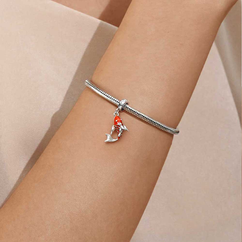 Gnoce Lucky Carp Fish Charm Platinum-plated Silver Blend_4