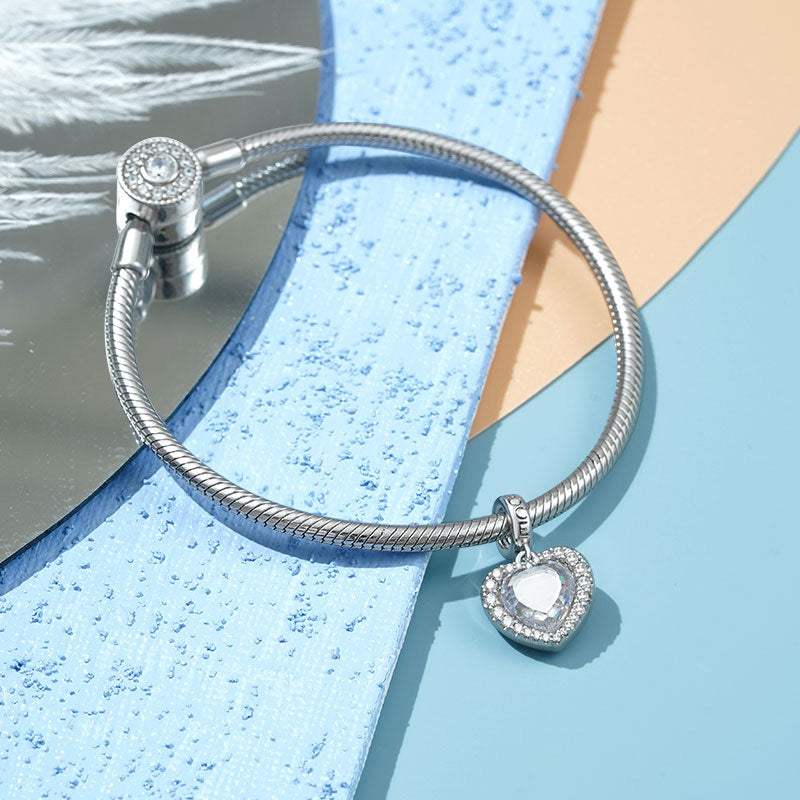 Gnoce Sparkling Heart Personalized Photo Charm Platinum-plated Silver Blend_2