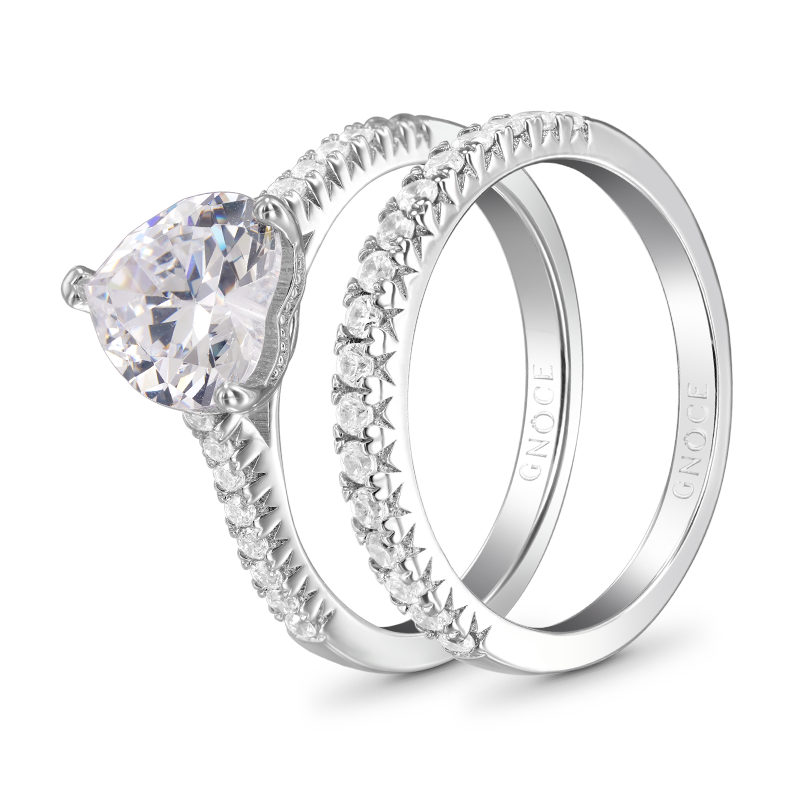 Gnoce Double Clear Heart Cut Stackable Ring Set_2