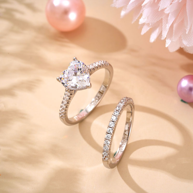Gnoce Double Clear Heart Cut Stackable Ring Set_3