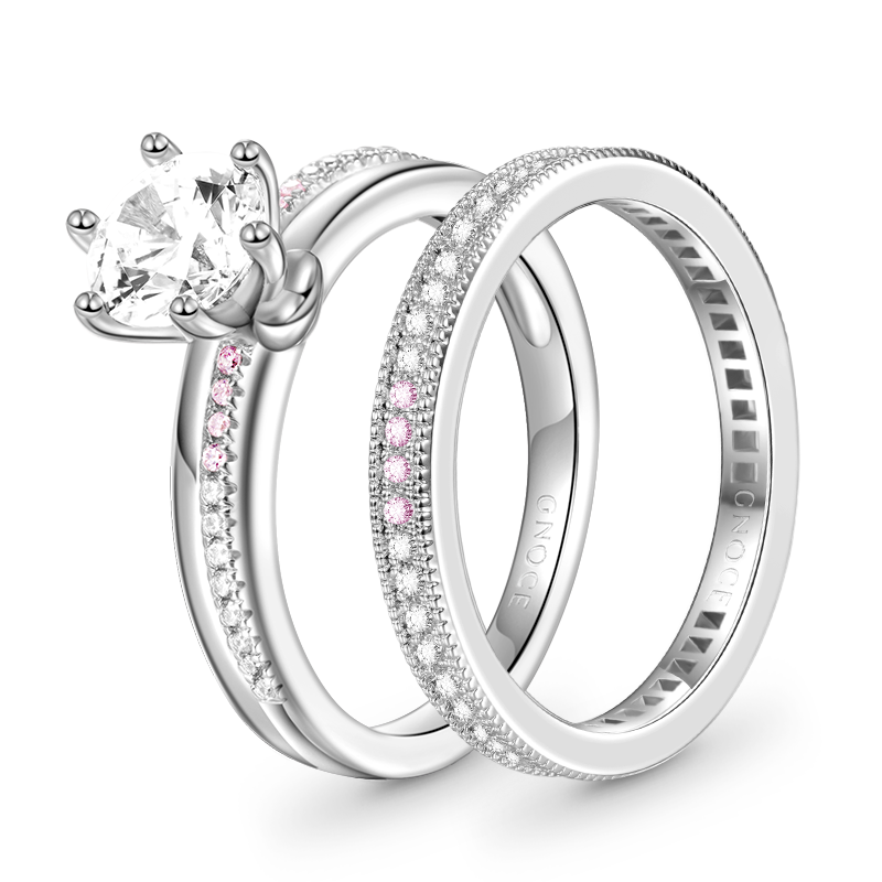 Gnoce Double Clear Round Cut Stackable Ring Set_2