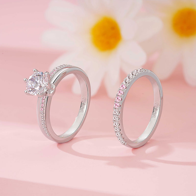 Gnoce Double Clear Round Cut Stackable Ring Set_3