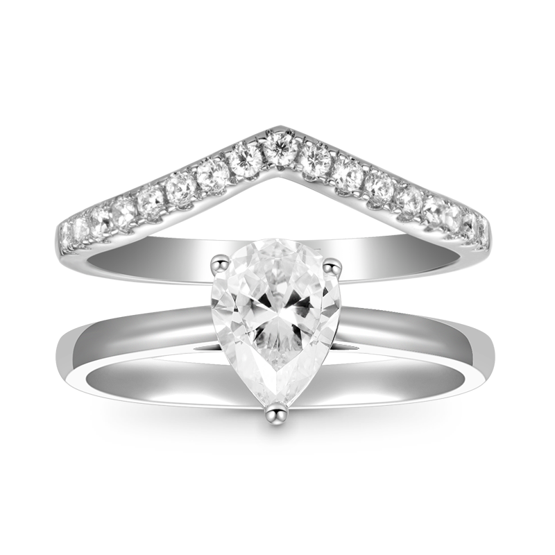 Gnoce Classic Wishbone Stackable Ring Set Platinum-plated Silver Blend_1