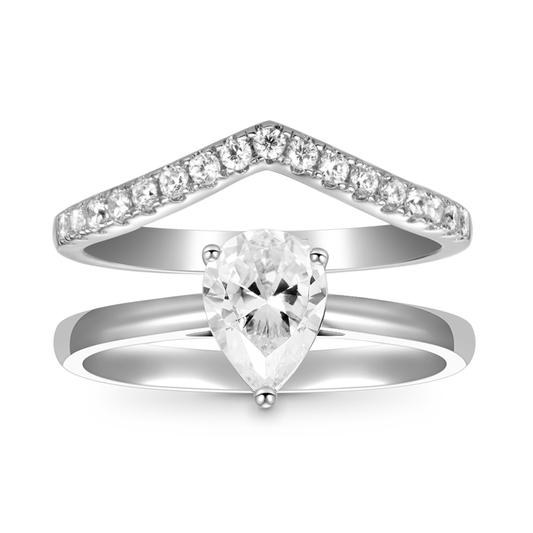 Gnoce Classic Wishbone Stackable Ring Set Platinum-plated Silver Blend_1