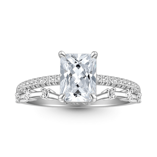 Gnoce Elegant Rectangle-cut Promise Ring Platinum-plated Silver Blend_1