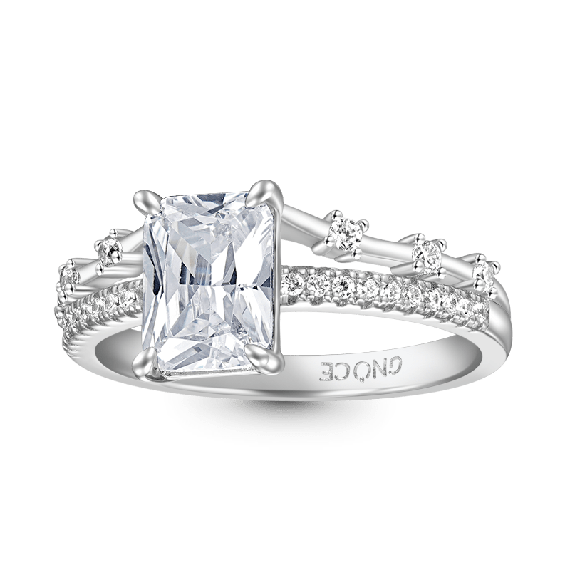Gnoce Elegant Rectangle-cut Promise Ring Platinum-plated Silver Blend_2