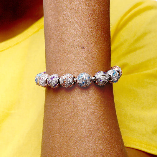 Gnoce "My Lucky Letter" Charm Alphabet Bead Sterling Silver with Cz_3