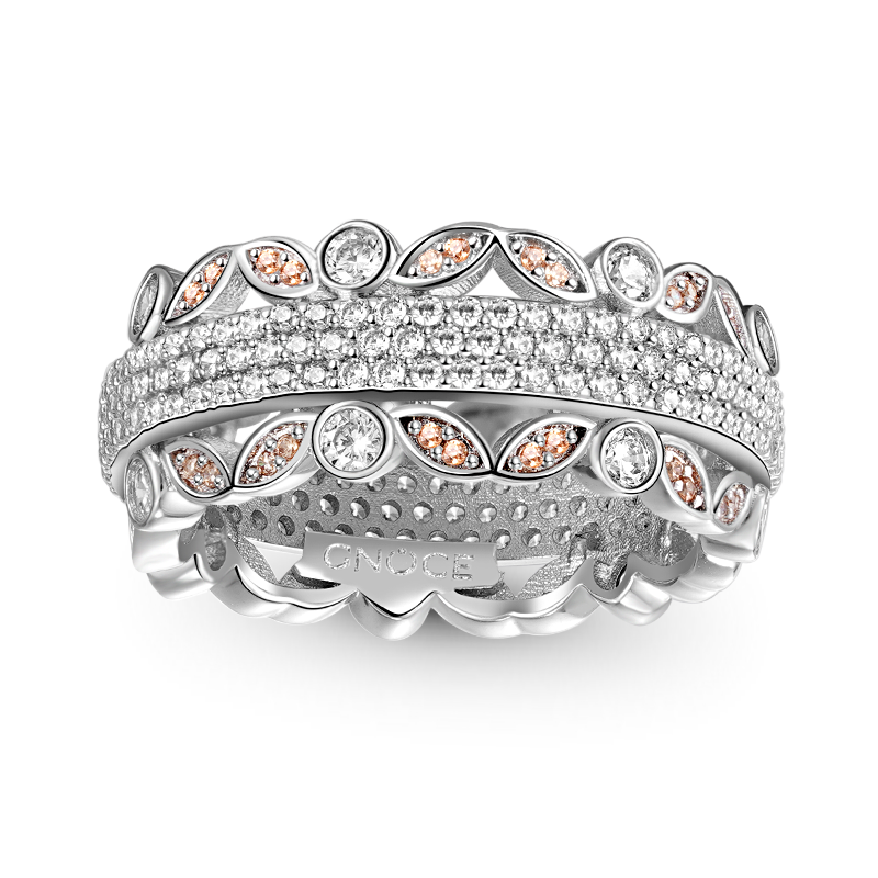 Gnoce Wide Paved Band Ring Platinum-plated Silver Blend_1