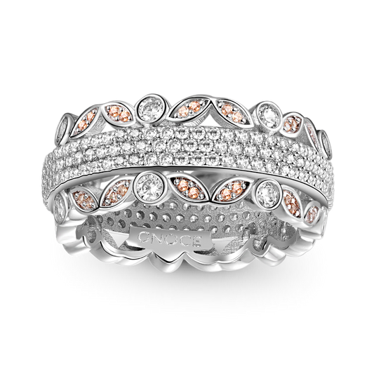 Gnoce Wide Paved Band Ring Platinum-plated Silver Blend_1