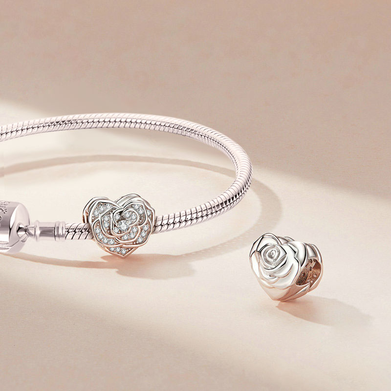 Gnoce Rose Flower Heart Gift Charm_2