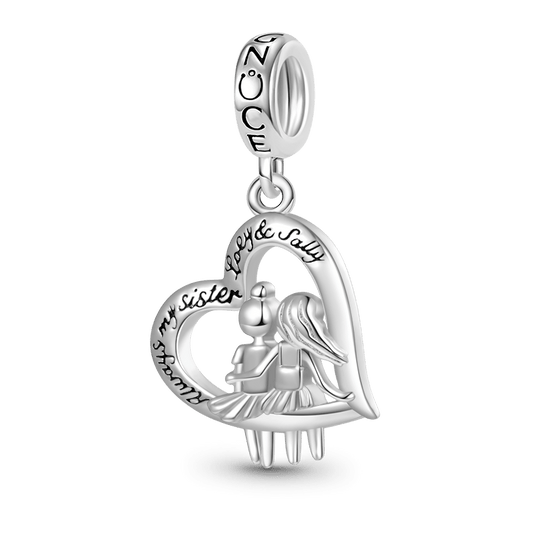 Gnoce Sister Love Heart Engravable Charm Platinum-plated Silver Blend_1