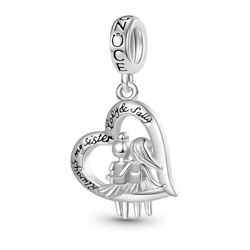 Gnoce Sister Love Heart Engravable Pendant Dangle Charm_1