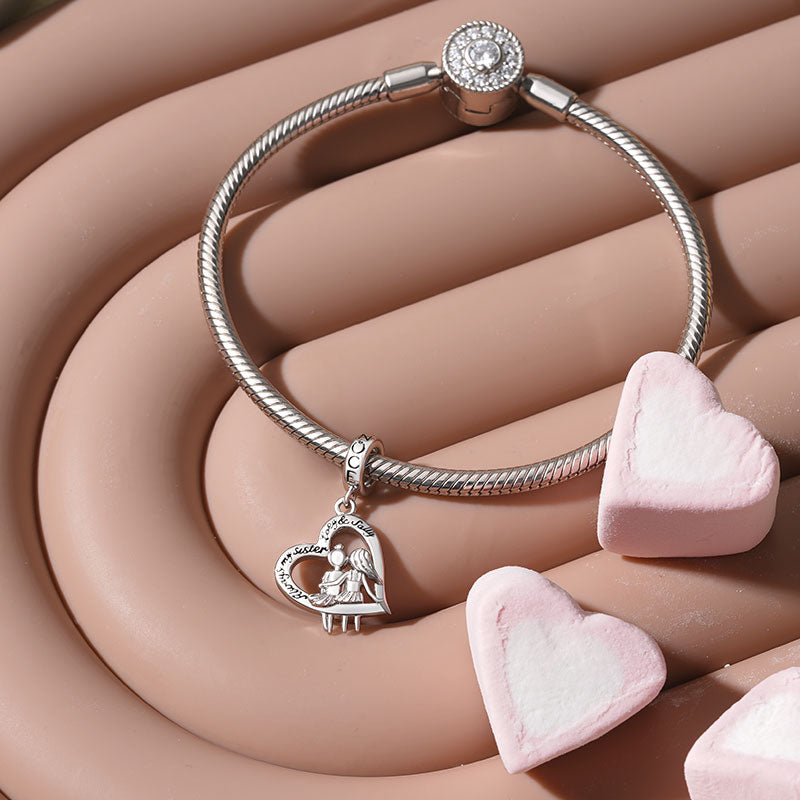 Gnoce Sister Love Heart Engravable Pendant Dangle Charm_4