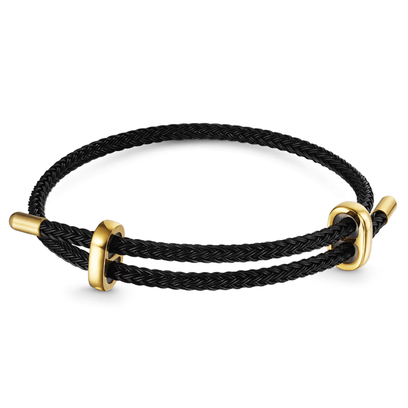 Gnoce Adjustable Black Basic Bracelet with 2 Pieces of Stoppers_1