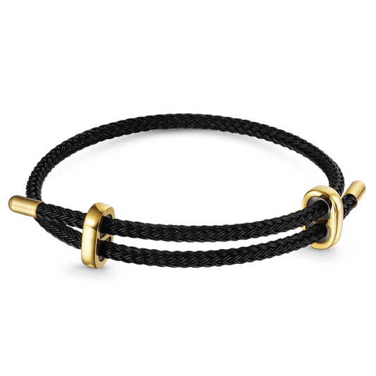 Gnoce Adjustable Black Basic Bracelet with 2 Pieces of Stoppers_1