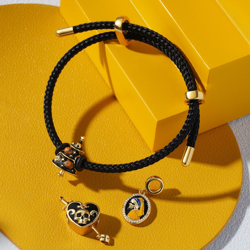 Gnoce Adjustable Black Basic Bracelet with 2 Pieces of Stoppers_3