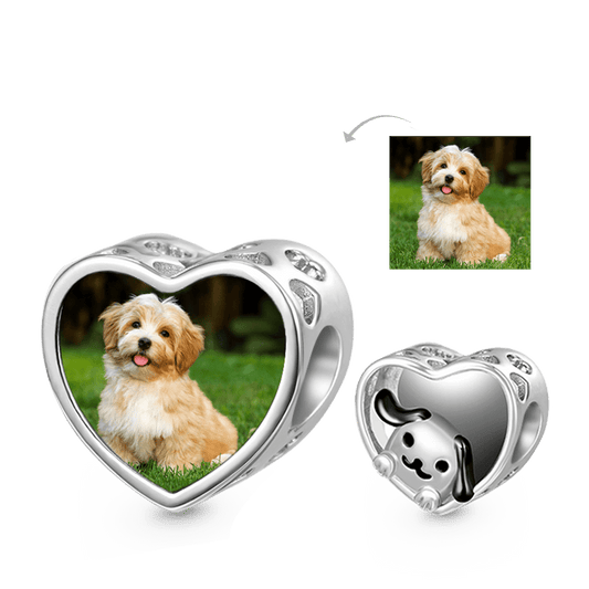 Gnoce Cute Pet Dog Personalized Photo Charm Platinum-plated Silver Blend_1